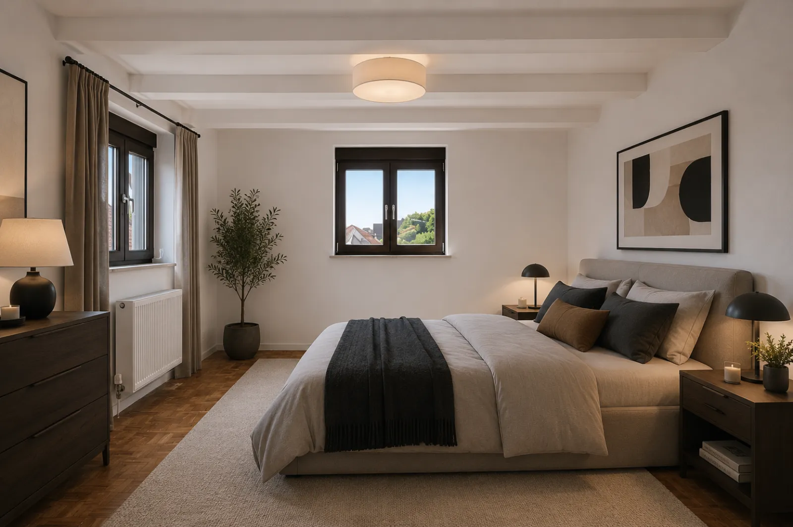 Digital eingerichtetes Schlafzimmer, Staging Beispiel