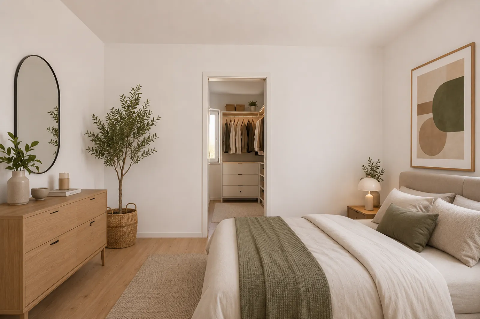 Virtuell möbliertes Elternschlafzimmer, zweite Perspektive